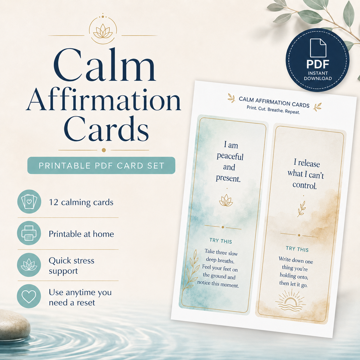 Calm Affirmation Cards - Digital Companion