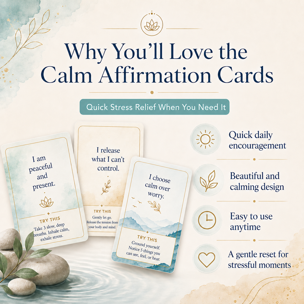 Calm Affirmation Cards - Printable Deck